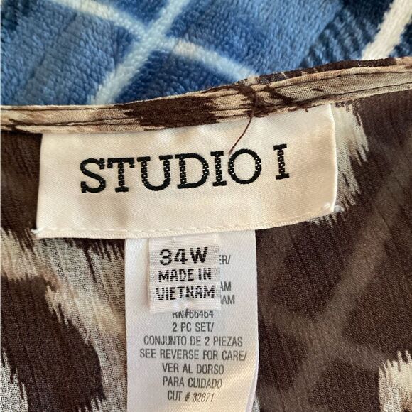 Plus Size brown 2 piece floral dress set size 34W - Picture 2 of 7